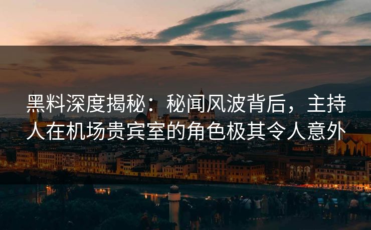 黑料深度揭秘：秘闻风波背后，主持人在机场贵宾室的角色极其令人意外