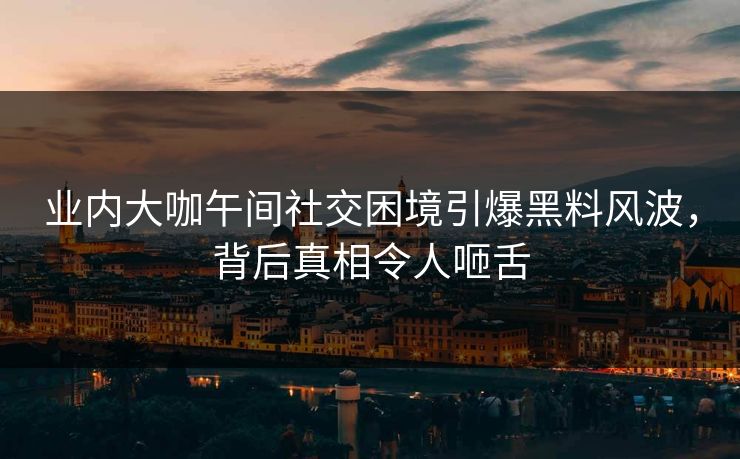 业内大咖午间社交困境引爆黑料风波，背后真相令人咂舌
