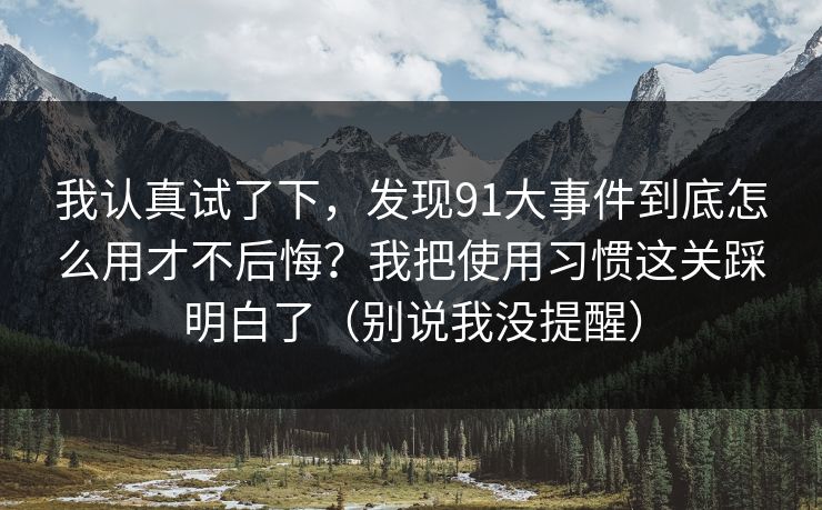 我认真试了下，发现91大事件到底怎么用才不后悔？我把使用习惯这关踩明白了（别说我没提醒）
