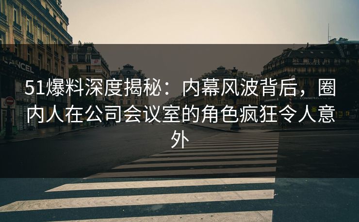 51爆料深度揭秘：内幕风波背后，圈内人在公司会议室的角色疯狂令人意外